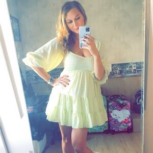 MARBLE Light yellow Babydoll dress